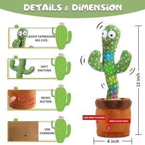 SUPER TOY Dancing Cactus Talking Plush Toy with Singing & Recording Function